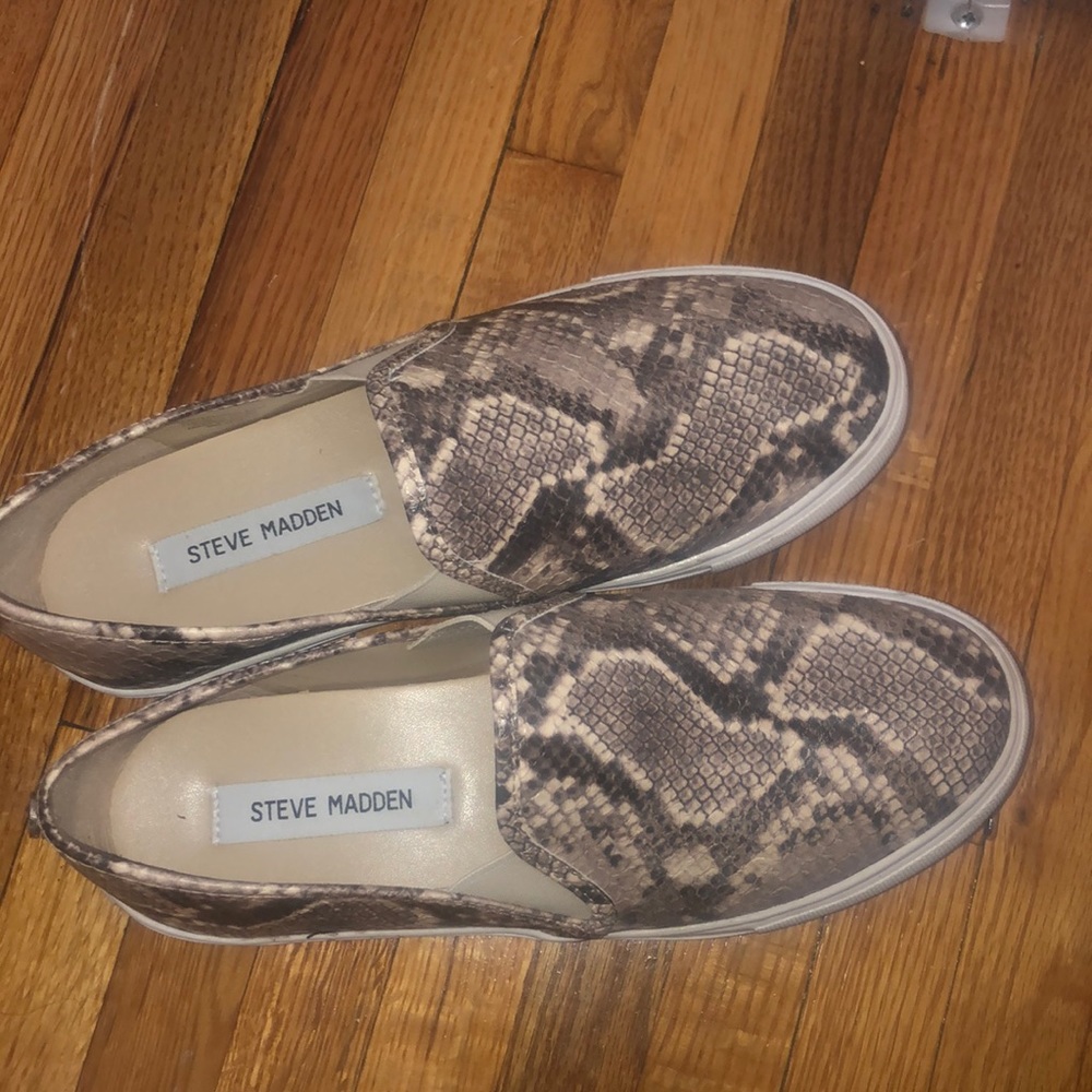 Steve Madden snakeskin slip ons